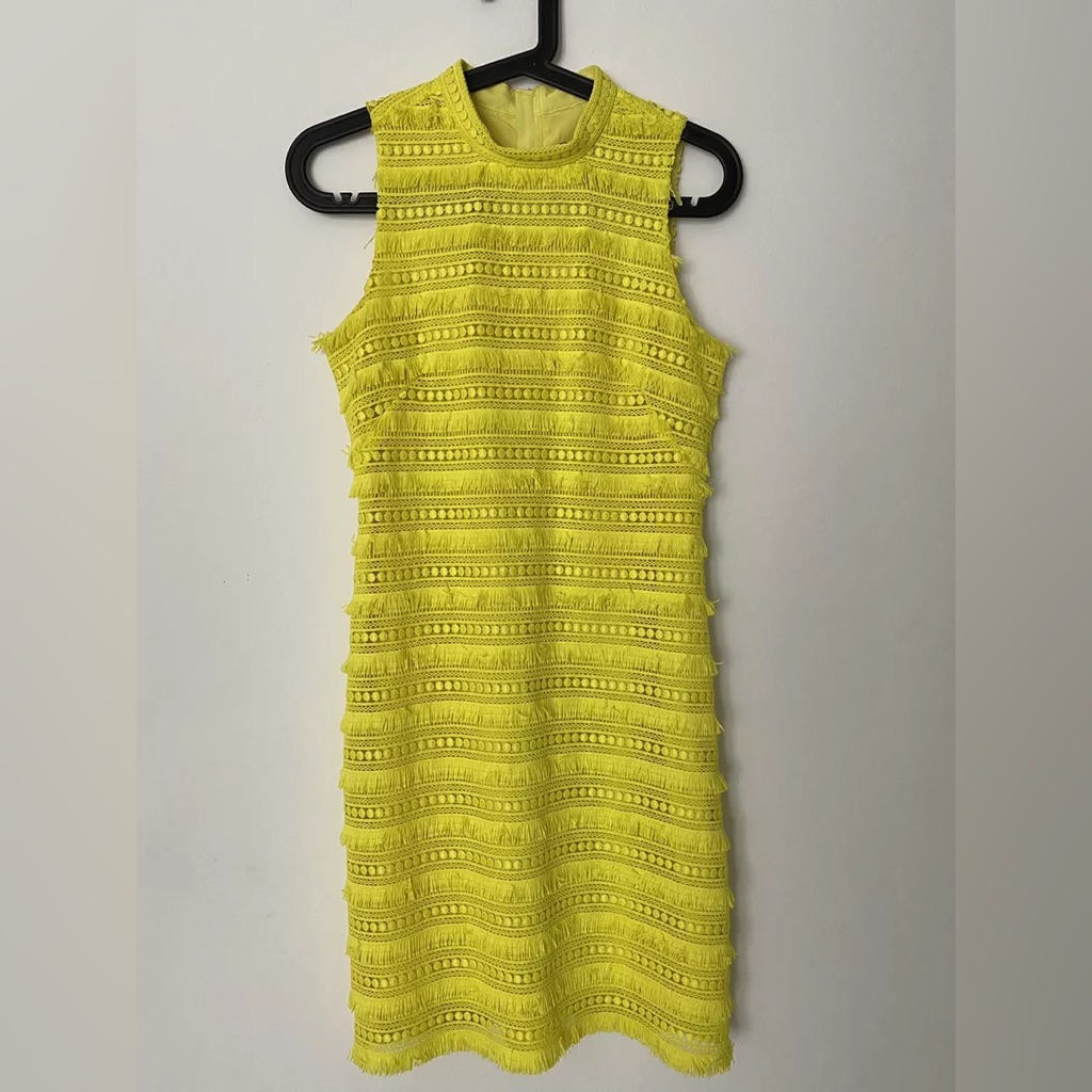J. Crew Yellow Fringe Dress Women's Size 2